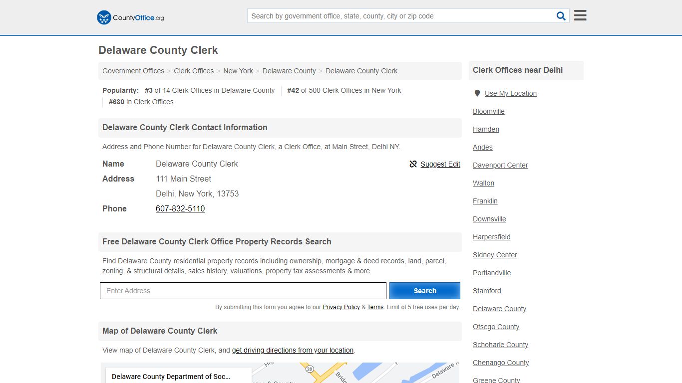 Delaware County Clerk - Delhi, NY (Address and Phone)