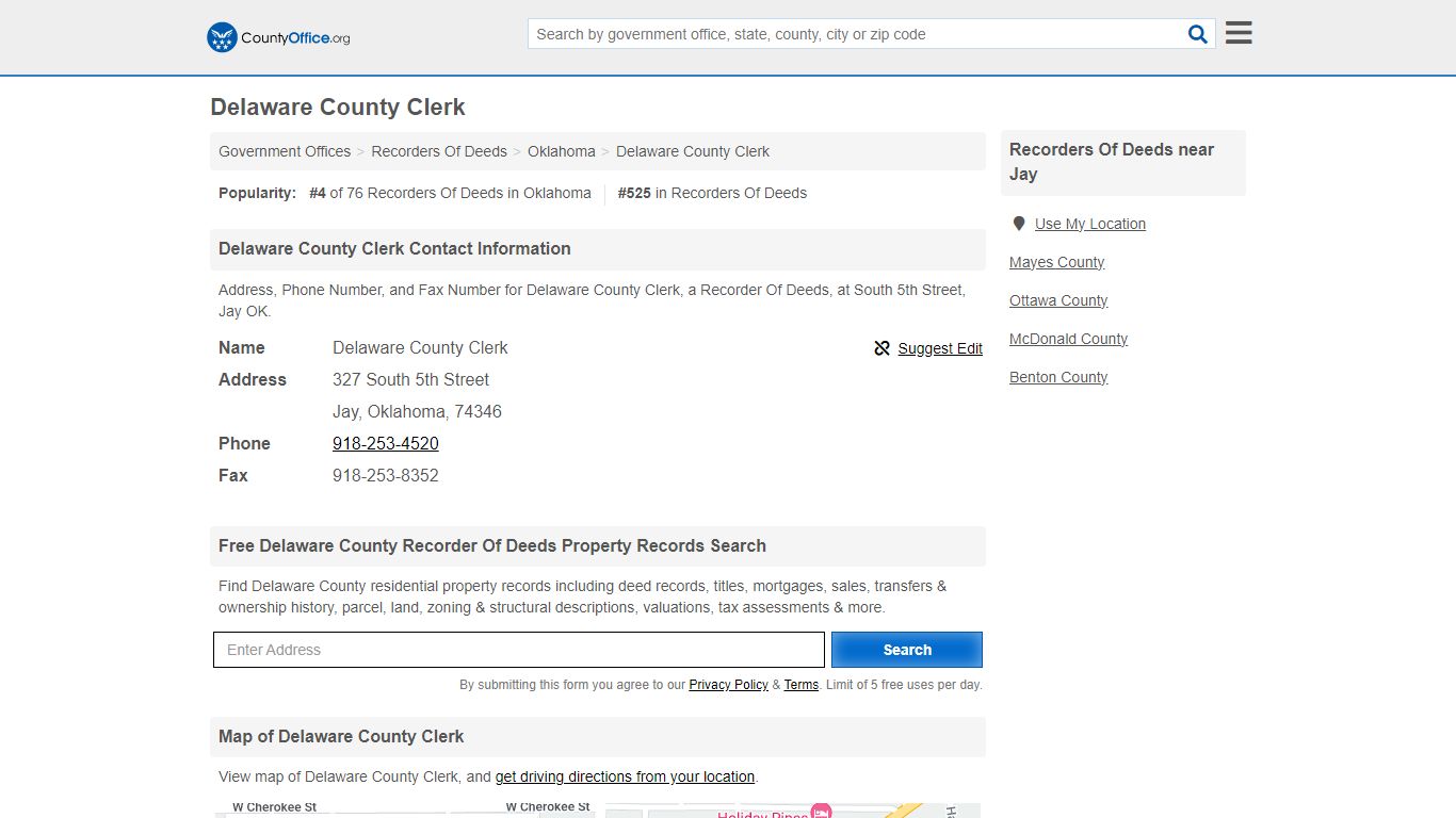 Delaware County Clerk - Jay, OK (Address, Phone, and Fax)